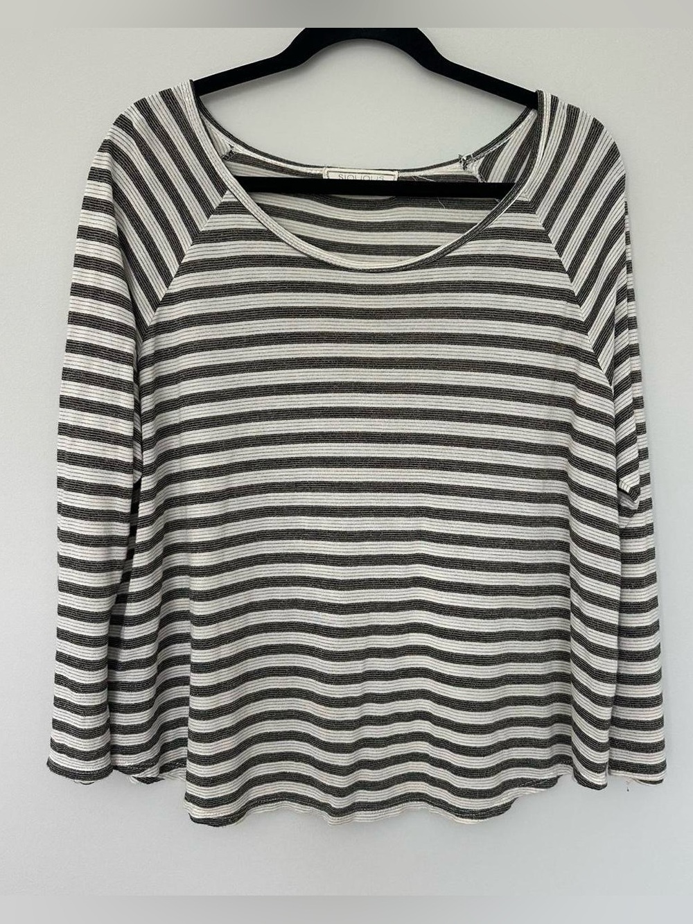 Sinuous Striped Metallic Knit Top Small Lurex Sparkle Scoop Neck Made in USA